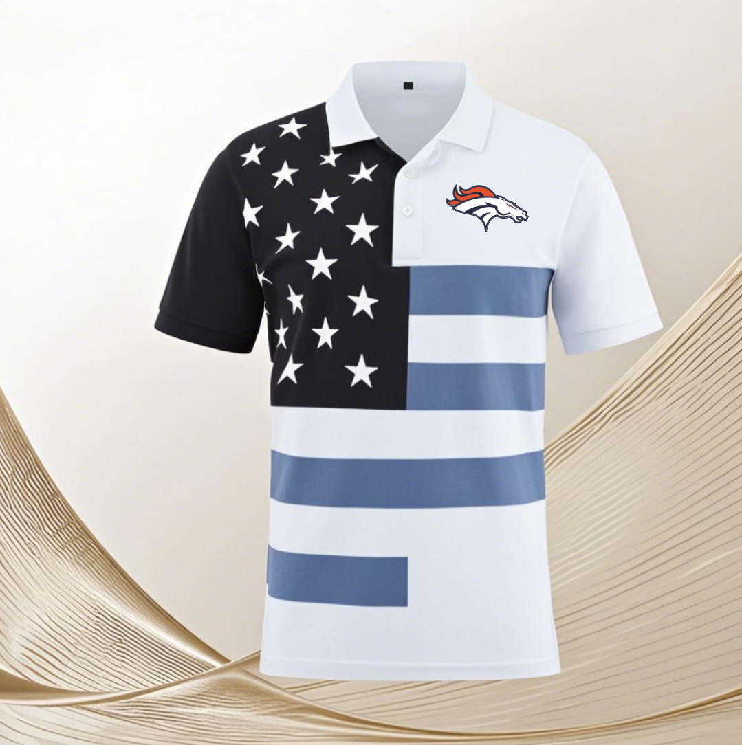 Denver Broncos white #43 Men 2025 NFL polo T shirt